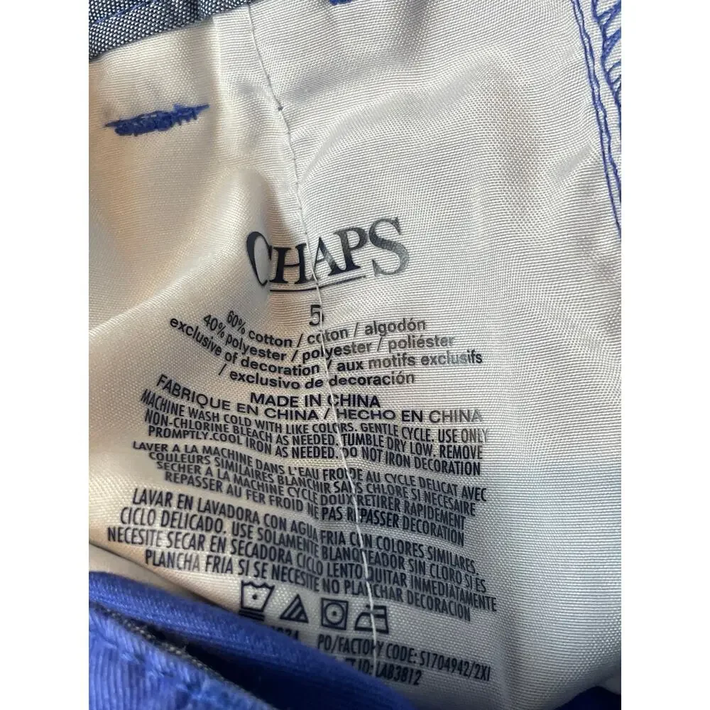 Chaps Boys Blue Chino Shorts Size 5 with Adjustable Waist